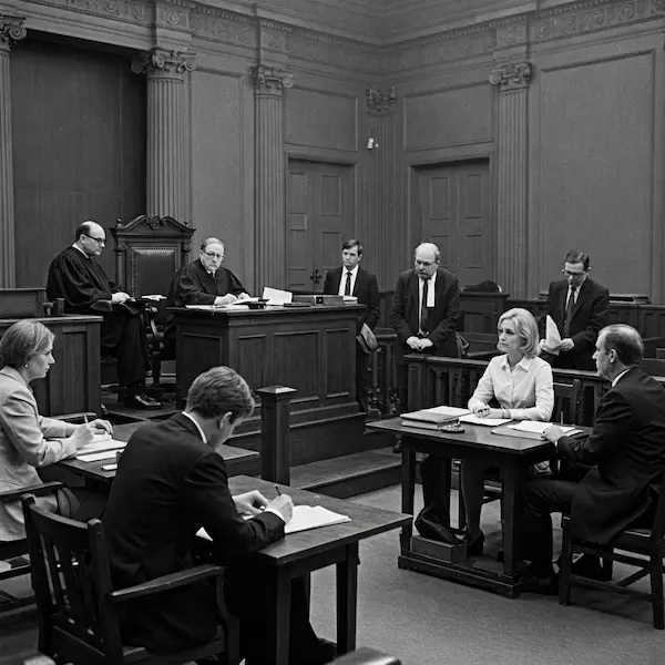 imagen de tribunal en juicio.