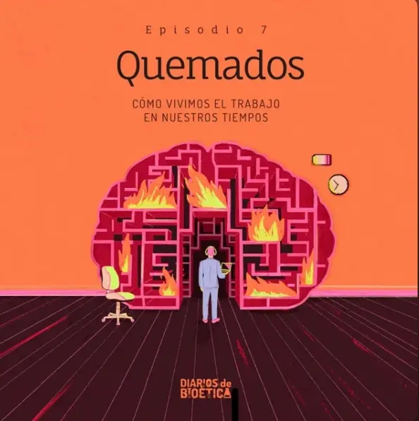 Banner del episodio 7 de diarios de bioetica sobre burnout